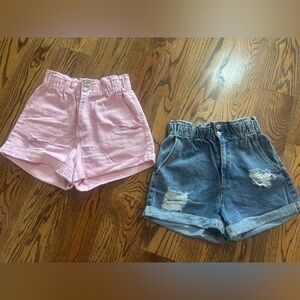 2 pair- Love Tree Denim and Pink Denim Shorts Set